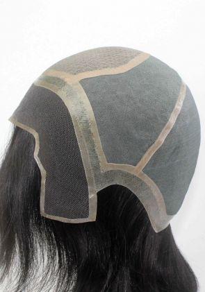 YJ714: Parrucche da Donna Intera Calotta in Seta, Perimetro in Pellicola Sottile e Lace Frontale