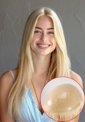 Luisa|Parrucca Donna Parziale In Pelle 0.1-0.12mm,7x9 Pollici Con Capelli Remy